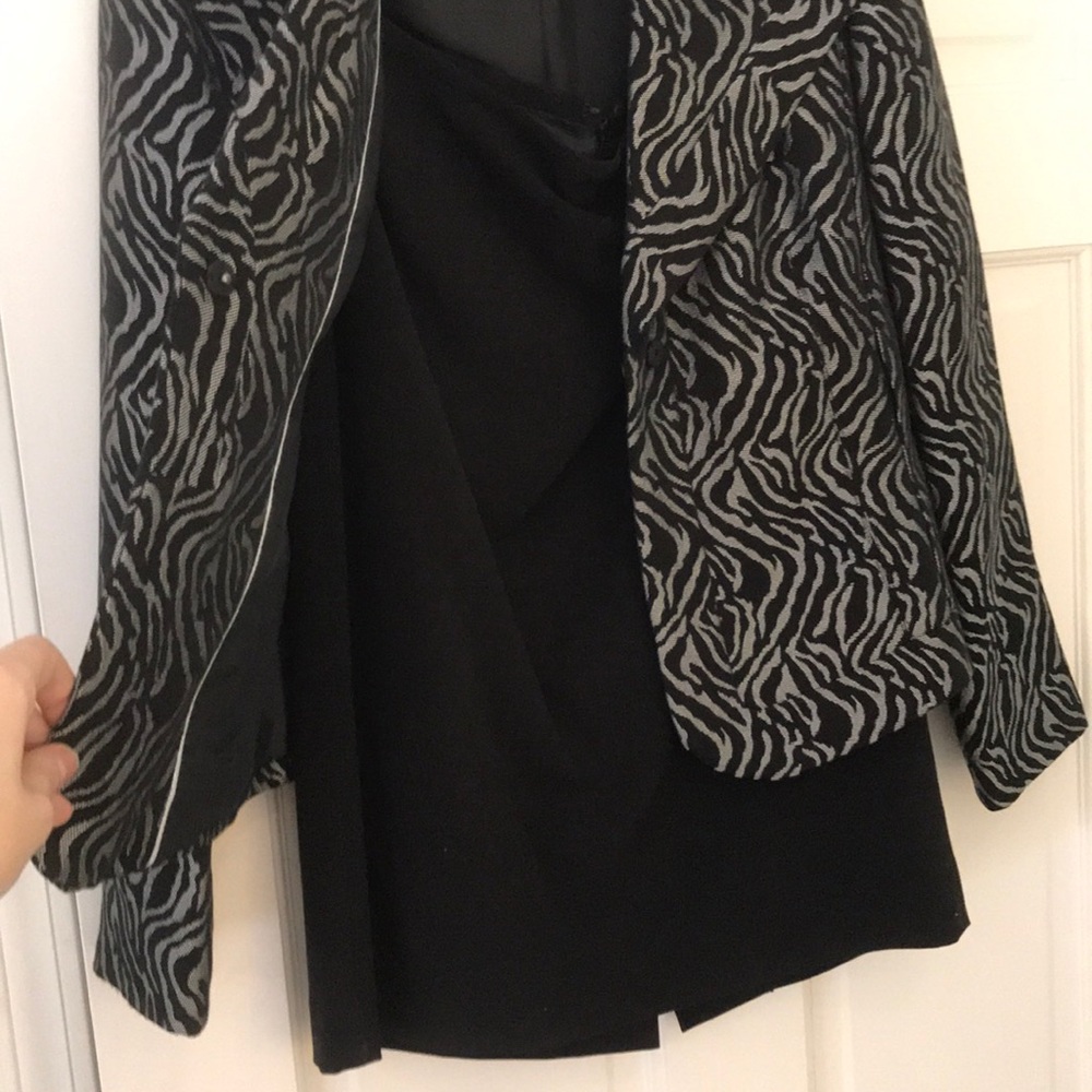 Calvin Klein zebra print suit with black skirt